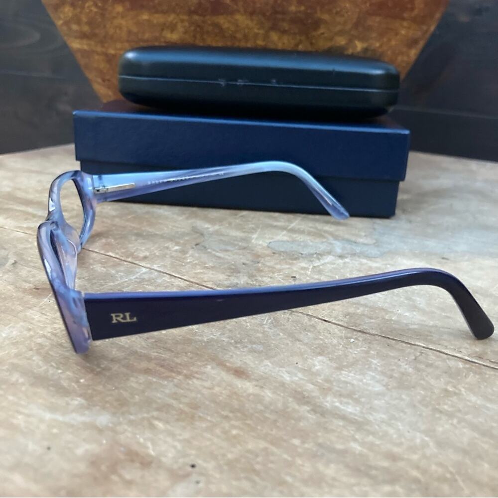 Ralph Lauren reader glasses frames only women two tone Lucite purple with case - Picture 5 of 13